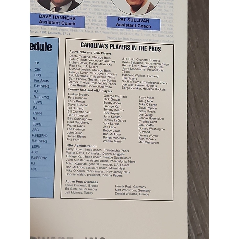 1997-1998 UNC Autograph North Carolina Tarheels Basketball Poster Team Calendar - Picture 6 of 8